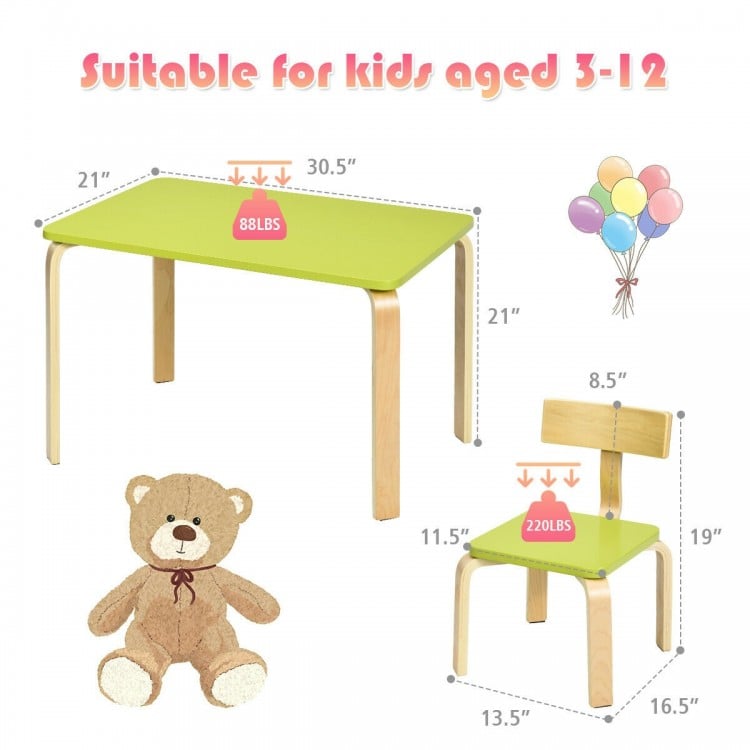 3 Piece Kids Wooden Activity Table and 2 Chairs Set