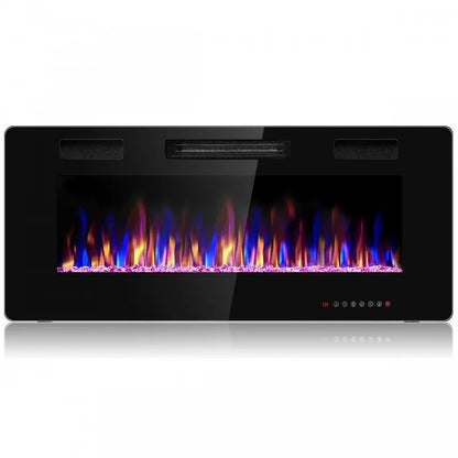 30-Inch Recessed Ultra Thin Electric Fireplace Heater with Glass Appearance