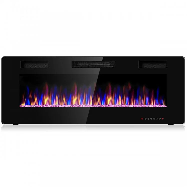 30-Inch Recessed Ultra Thin Electric Fireplace Heater with Glass Appearance