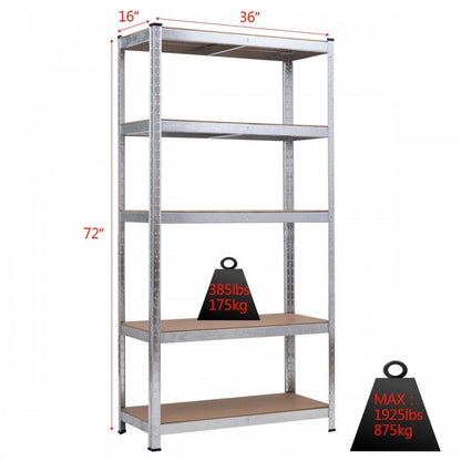 72 Inch Storage Rack with 5 Adjustable Shelves for Books Kitchenware