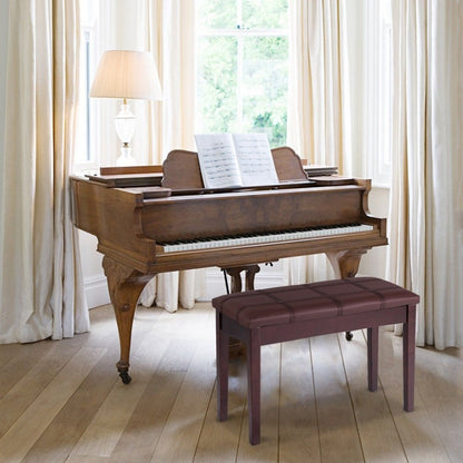 Banc de piano double en cuir PU et bois massif