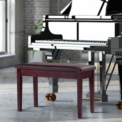 Banc de piano rembourré en cuir PU et bois massif - Noir