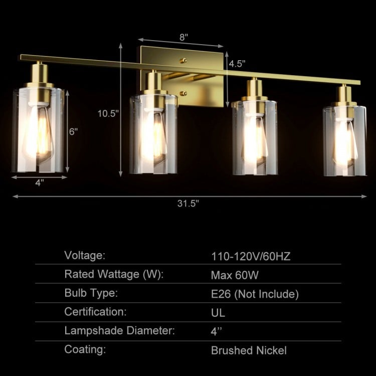 4-Light Wall Sconce with Clear Glass Shade