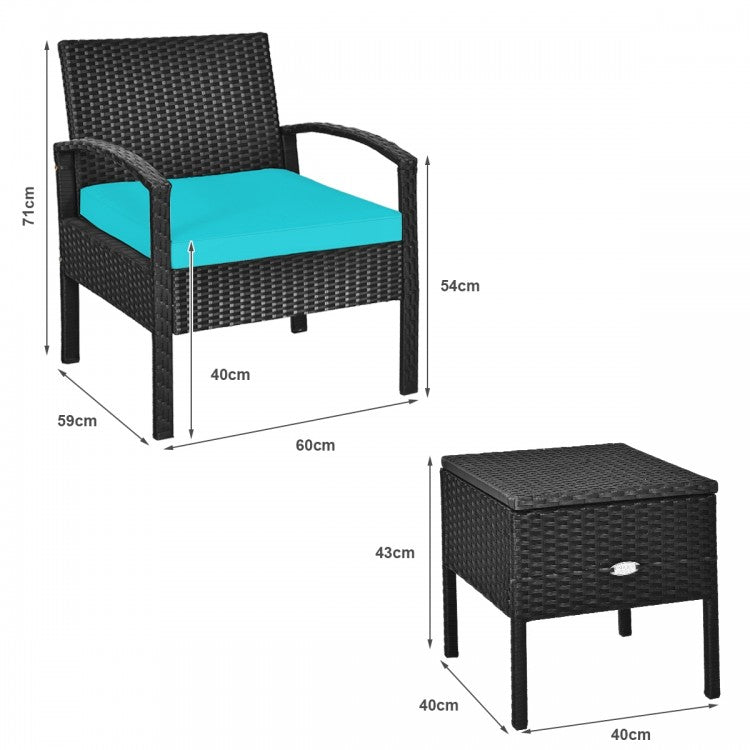 Ensemble de canapé en rotin PE 3 pièces avec coussin lavable et amovible pour patio