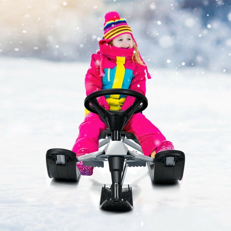 Luge à neige pour enfants de 44 x 20 pouces avec volant pour les enfants de 6 ans et plus