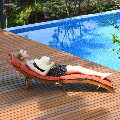 Folding Eucalyptus Outdoor Patio Lounge Chair