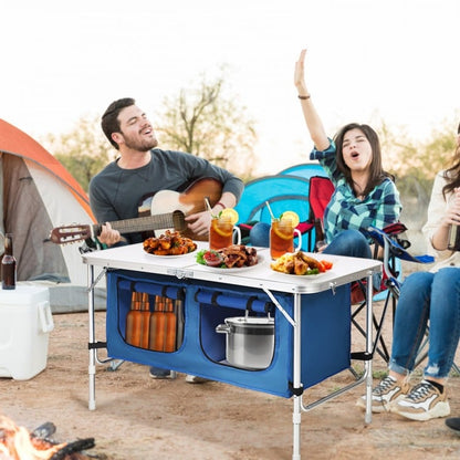 Table de camping pliante réglable en hauteur