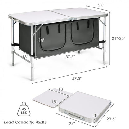 Table de camping pliante réglable en hauteur