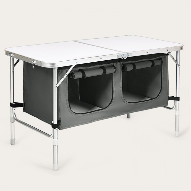 Table de camping pliante réglable en hauteur