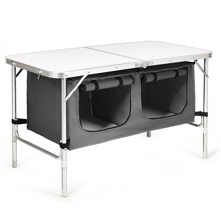 Table de camping pliante réglable en hauteur