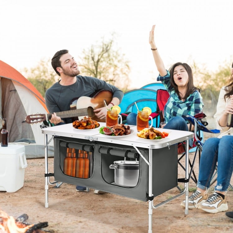 Table de camping pliante réglable en hauteur