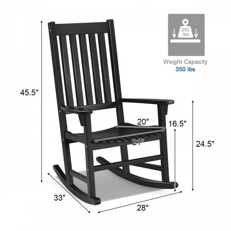 Indoor Outdoor Wooden High Back Rocking Chair-Wood