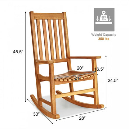 Chaise à bascule à dossier haut en bois pour intérieur et extérieur - Bois