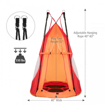 2-in-1 40 Inch Kids Hanging Chair Detachable Swing Tent Set