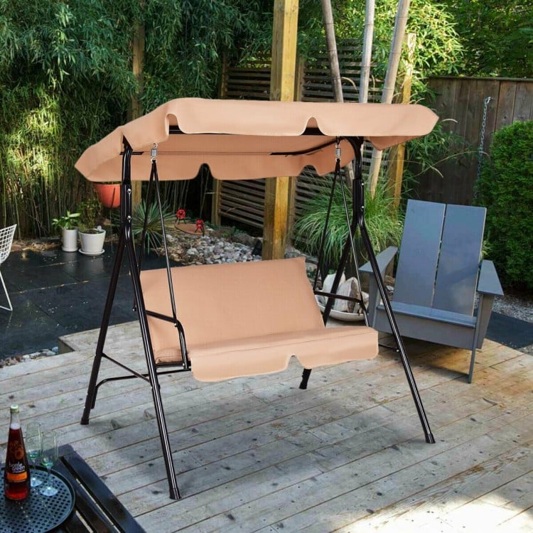 Loveseat Cushioned Patio Steel Frame Swing Glider