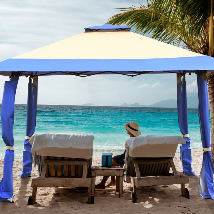 13 Feet x 13 Feet Pop Up Canopy Tent Instant Outdoor Folding Canopy Shelter-Blue