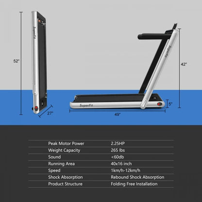 Tapis de course électrique pliable 2 en 1 pour la santé et le fitness avec double écran