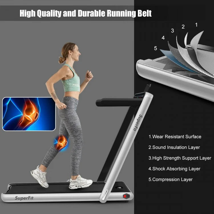 2-in-1 Electric Motorized Health and Fitness Folding Treadmill with Dual Display