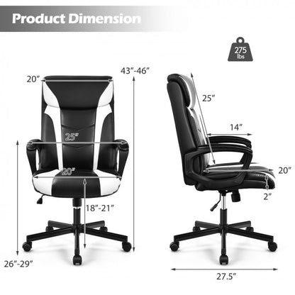 Swivel PU Leather Office Gaming Chair with Padded Armrest