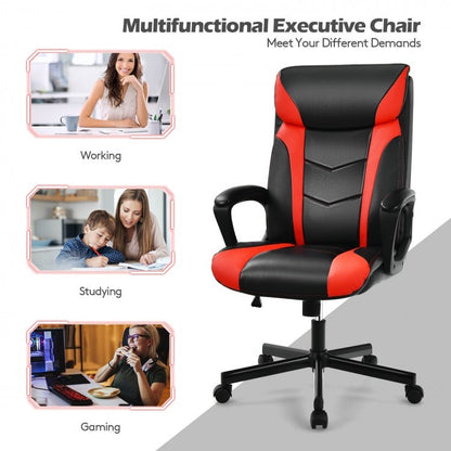 Swivel PU Leather Office Gaming Chair with Padded Armrest