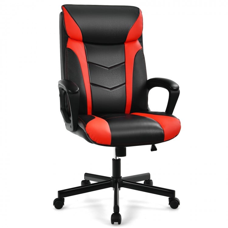 Swivel PU Leather Office Gaming Chair with Padded Armrest