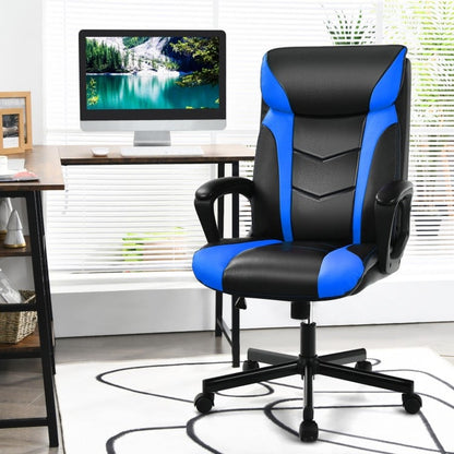 Swivel PU Leather Office Gaming Chair with Padded Armrest