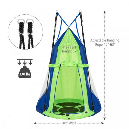 2-in-1 40 Inch Kids Hanging Chair Detachable Swing Tent Set