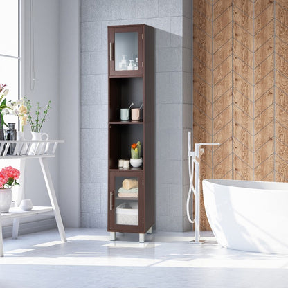 Armoire de rangement de salle de bain de 71 pouces de hauteur et étagères de présentation pour chambre à coucher - Blanc