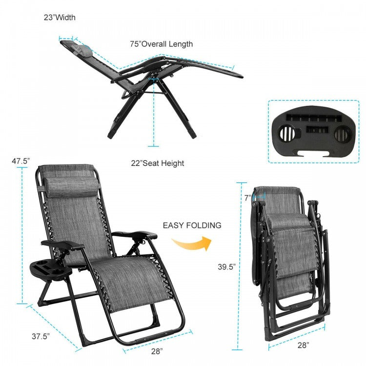 Oversize Lounge Chair with Cup Holder of Heavy Duty for outdoor