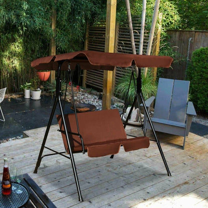 Loveseat Cushioned Patio Steel Frame Swing Glider