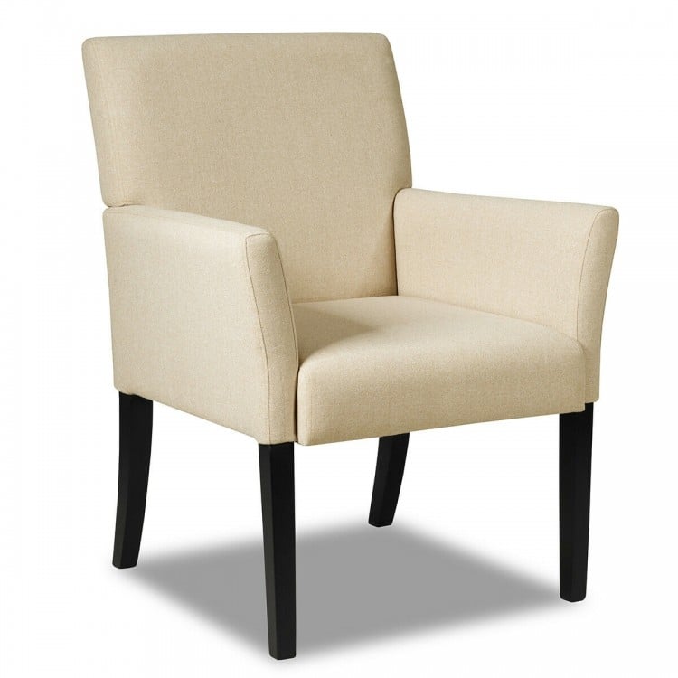 Fabric Upholstered Executive Guest Armchair with Rubber Wood Legs