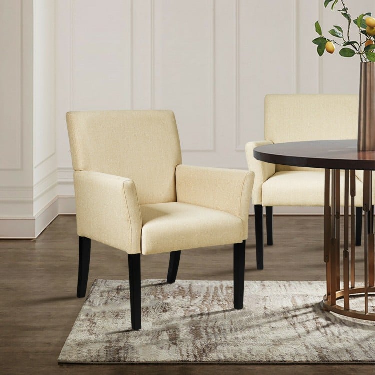 Fabric Upholstered Executive Guest Armchair with Rubber Wood Legs