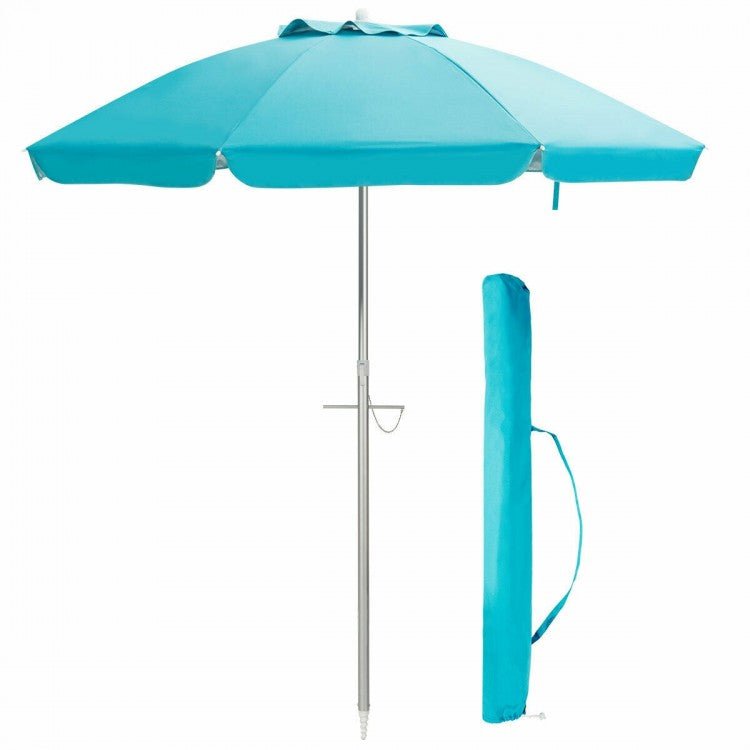 Parasol de plage de 6,5 pieds avec pare-soleil et sac de transport sans base de poids