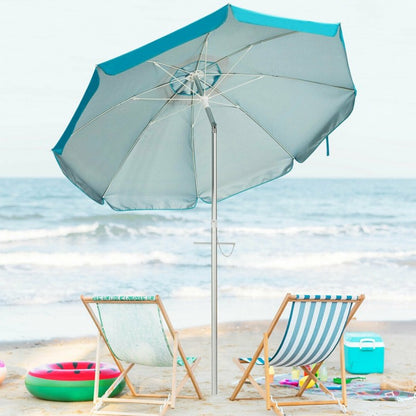 Parasol de plage de 6,5 pieds avec pare-soleil et sac de transport sans base de poids