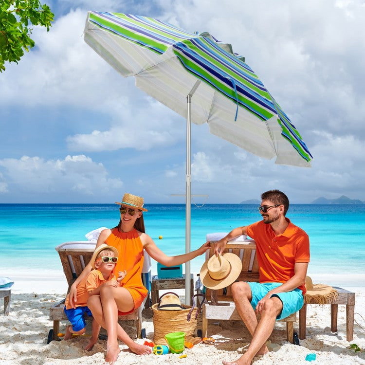 Parasol de plage de 6,5 pieds avec pare-soleil et sac de transport sans base de poids