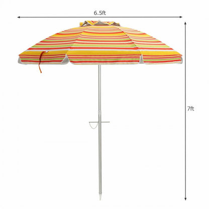 Parasol de plage de 6,5 pieds avec pare-soleil et sac de transport sans base de poids