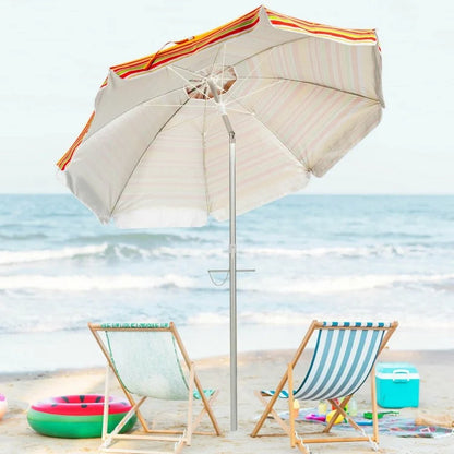 Parasol de plage de 6,5 pieds avec pare-soleil et sac de transport sans base de poids