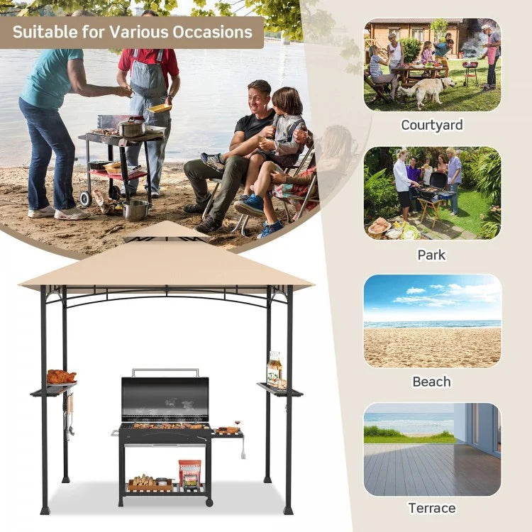 8 x 5 Feet Outdoor Barbecue Grill Gazebo Canopy Tent BBQ Shelter