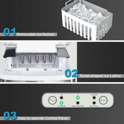 Machine à glaçons autonettoyante en acier inoxydable de 26 lb/24 h