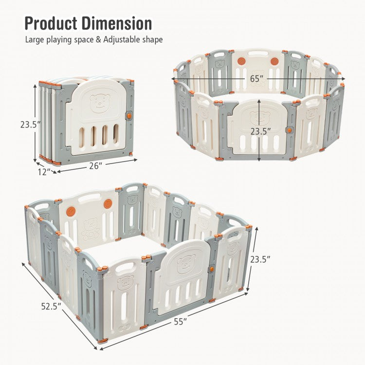 Foldable Baby Playpen 14 Panel Activity Center Safety Play Yard