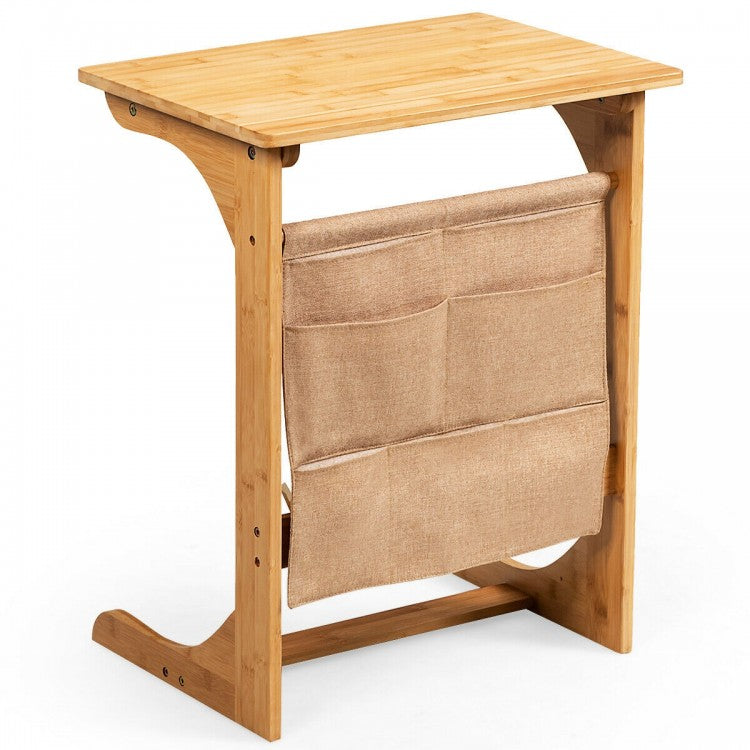 Table d'appoint en bambou avec sac de rangement - Naturel