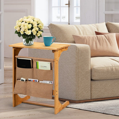 Table d'appoint en bambou avec sac de rangement - Naturel