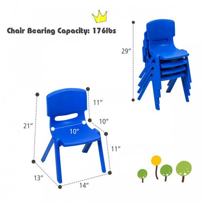 Lot de 4 chaises de classe empilables en plastique pour enfants