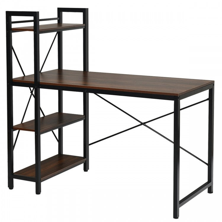 47.5 Inch Writing Study Computer Desk with 4-Tier Shelves