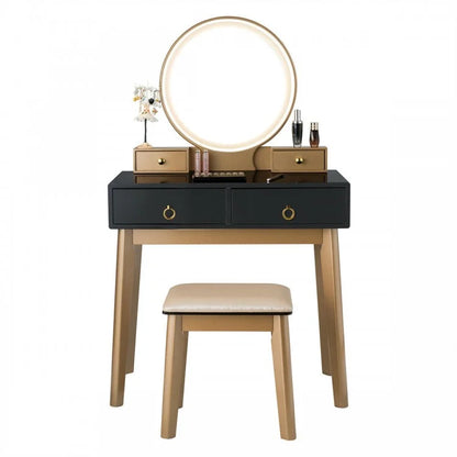 Ensemble de coiffeuse avec miroir à intensité variable à écran tactile et 3 modes d'éclairage de couleur