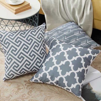 Geometric Cotton, Linen, Canvas Indoor/Outdoor Pillow Cover