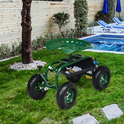 Siège de travail pour chariot de jardin roulant à 4 roues