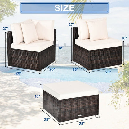 4 Pcs Ottoman Garden Deck Patio Rattan Wicker Furniture Set Cushioned Sofa