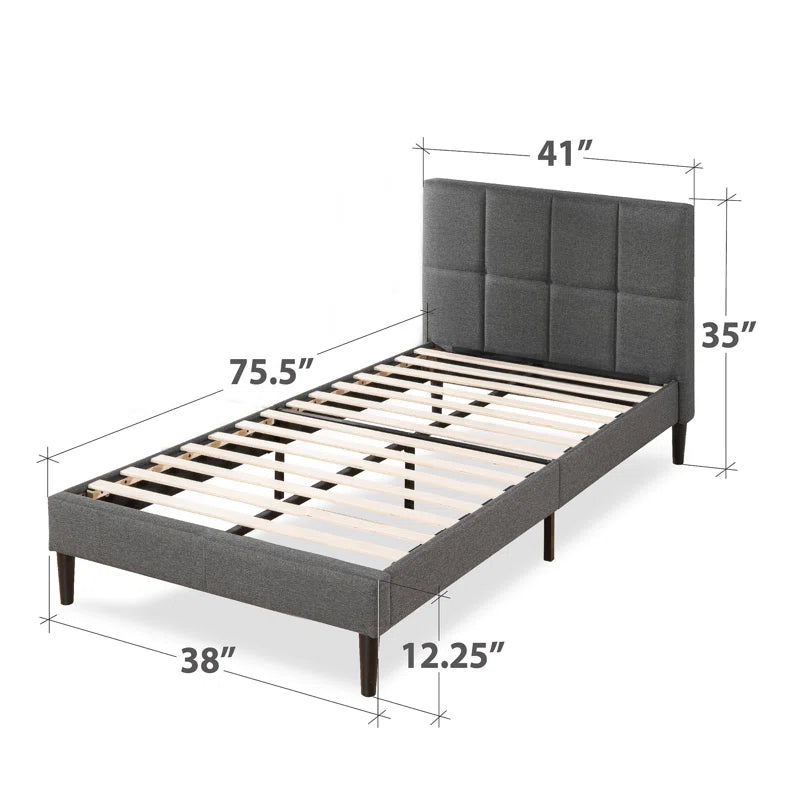 Suhavi Contemporary Modern Tufted Upholstered Low Profile Platform Bed