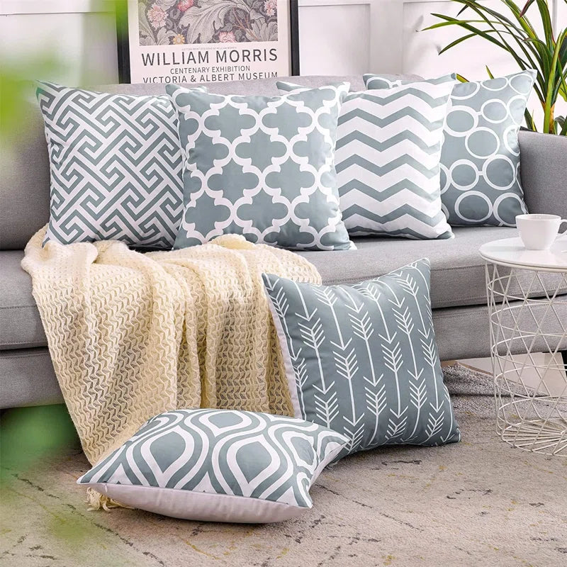 Geometric Cotton, Linen, Canvas Indoor/Outdoor Pillow Cover